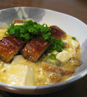 うなぎと半熟卵のあんかけ豆腐