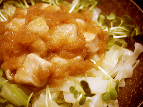 鶏むね肉と塩ダレキャベツのおろしポン酢