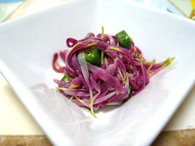 菊とオクラのしそポン酢あえ
