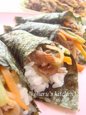野菜たっぷりチャプチェ手巻き