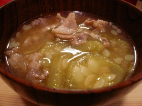 へちま（ナーベラー）＆豚の甘味噌汁