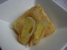 あまった餃子の皮でおいもチーズ巻き揚げ