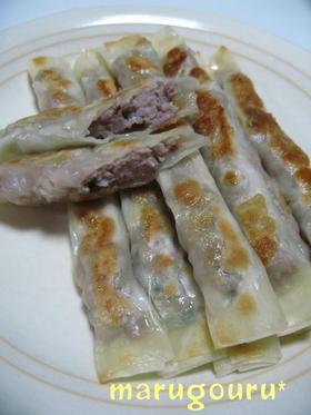 春巻きの皮で♬おつまみ☆スティック餃子