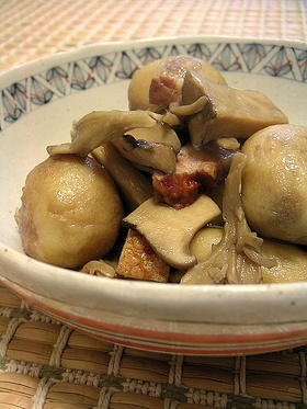 オリーブオイルで~里芋ときのこの煮物