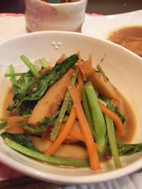 さつま揚げと小松菜炒め（バター醤油味）