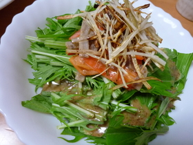 簡単ヘルシーごぼうと水菜のパリパリサラダ