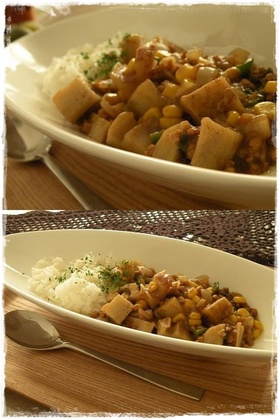 レンコンごろごろドライカレー❤ 