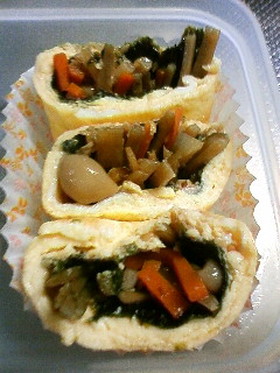 お弁当用きんぴらごぼうの卵巻き