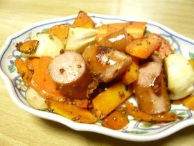 きのことウインナーのマヨマスタードソテー