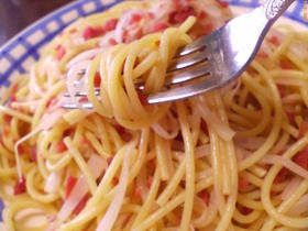 大根と梅干のパスタ
