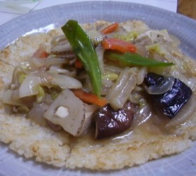 中華ピザ？あんかけおこげ