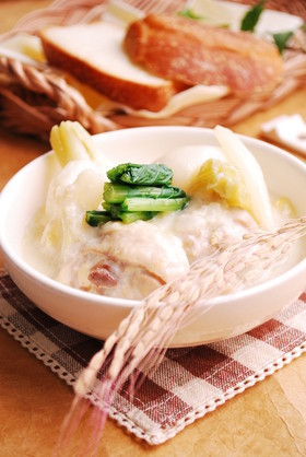 鶏肉とかぶの雑穀ミルクスープ