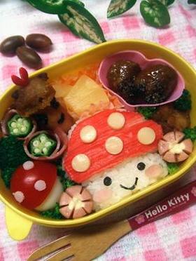 キャラ弁☆秋のきのこちゃん弁当♪