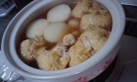 土鍋でラクラク！鶏と卵の巾着煮