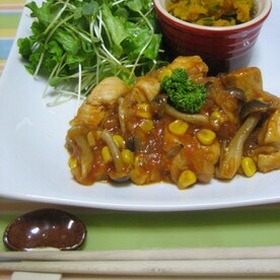 簡単★チキンとコーンのトマト煮