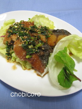 さわらのから揚げ　香味ねぎソースかけ♪