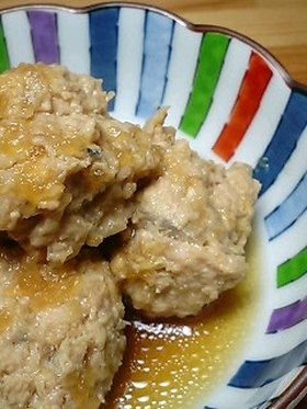 めんつゆdeレンコン入り鶏だんごの煮もの