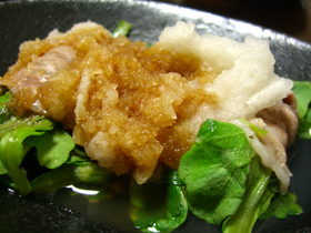 菊菜の豚ロール蒸し