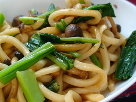 ❤しめじと小松菜の焼うどん❤柚子胡椒風味