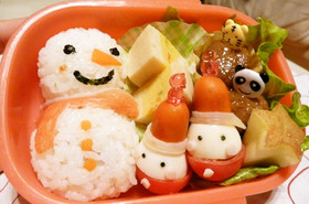 クリスマスのお弁当に☆雪だるまおにぎり☆