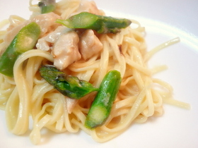 和風★サーモンの味噌クリームパスタ