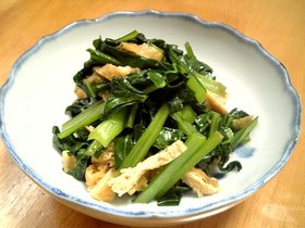 ご飯に合う☆小松菜と油揚げの甘辛炒め