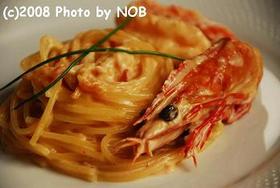 クリスマスのパスタ エビクリーム