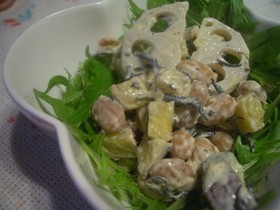お豆とお芋とレンコンのヘルシーサラダ♪