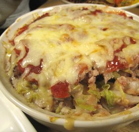 白菜と挽肉のカンタントマトグラタン