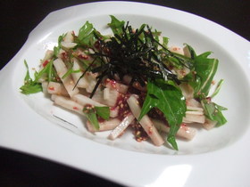 長いもと水菜の梅サラダ