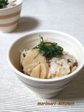 ホタテと塩昆布の炊き込みごはん