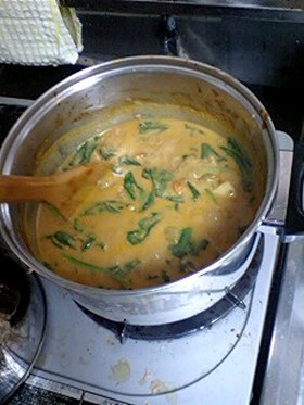 2日目の朝に☆残りカレーでミルクカレー＊