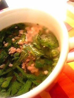 春菊と豚挽肉のベトナム風スープ