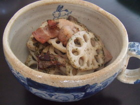 簡単♪　れんこんの塩きんぴら　青のり風味
