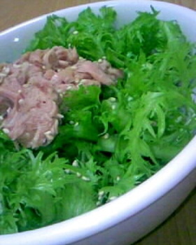 わさび菜のツナポン和え