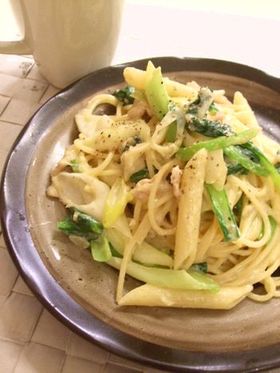 豚肉とネギの豆乳クリームパスタ