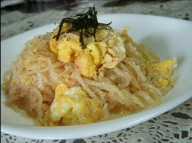白滝のタラコパスタ風