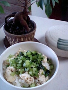 手抜き♪ヘルシー☆豆腐野沢菜丼☆
