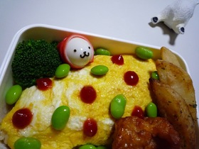 お弁当に　水玉オムライス