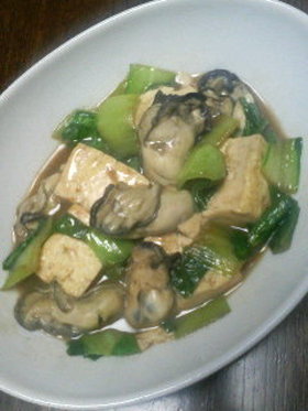 牡蠣＆豆腐＆チンゲン菜の中華風炒め