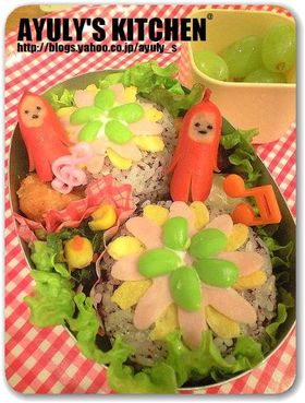 *キャラ弁*春らんまん♪お花畑おにぎり*