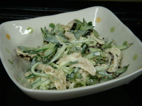 鶏ささみと胡瓜の塩昆布マヨ和え