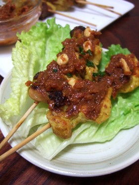 ピーナッツソースで東南アジア風焼き鳥