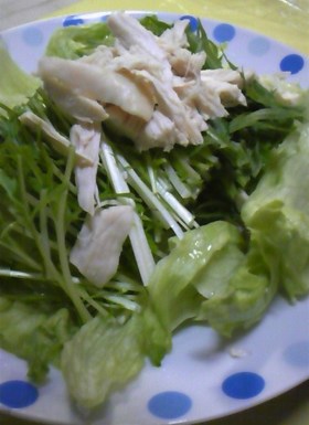 水菜と鶏肉の柚子こしょうサラダ