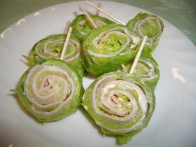 お弁当にも♪キャベツとハムのくるくる巻き