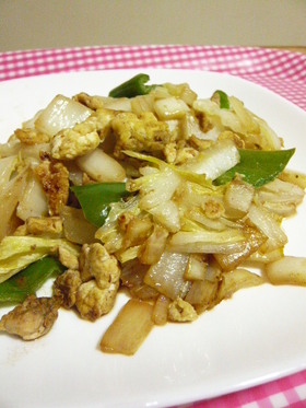 白菜の芯と卵のマヨ中華炒め☆