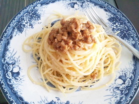 納豆とたらこのスパゲッティ