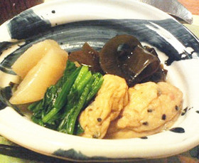 聖護院かぶとがんもどき、わかめの煮物