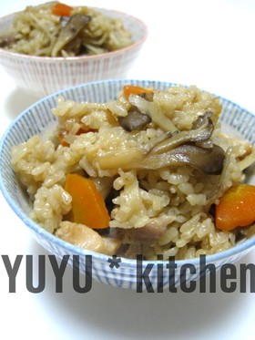舞茸・牛蒡・鶏の炊き込みご飯♪
