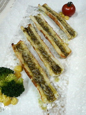 ☆ちくわのバジルソース＆チーズのせ焼き☆